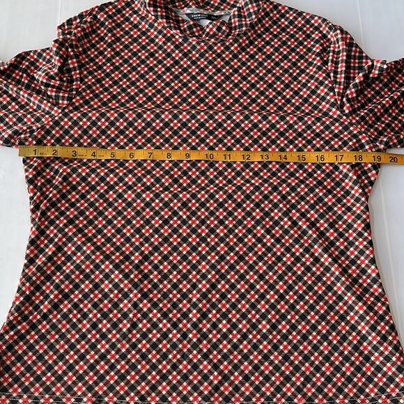 NEW Shein Red and Black Plaid Mock Neck Long Sleeve Tee Shirt Women's SIZE 2XL - Picture 4 of 8